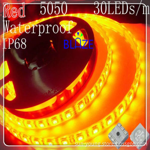 SMD5050 150 LEDs/roll,Red,IP68,warterproof LED flexible strip light,